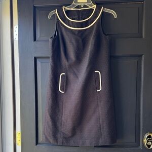 LOFT Elegant Black Sleeveless Dress with White Trim SZ 4P very good condition.